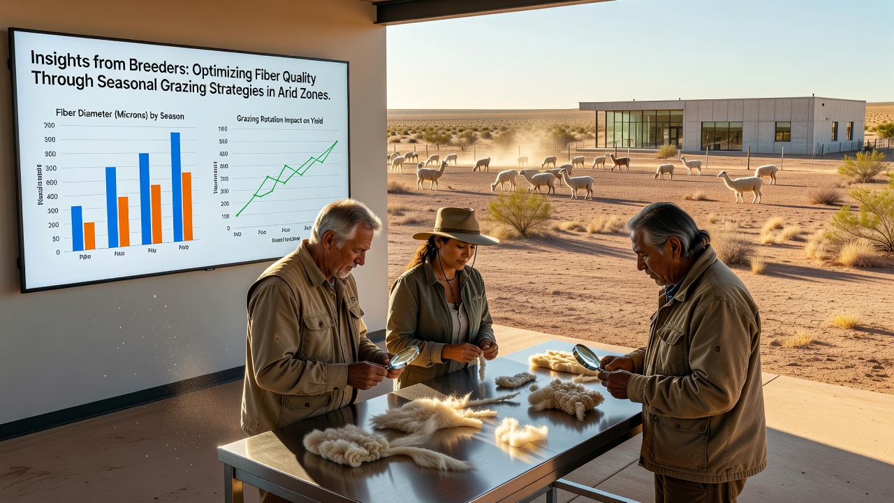 Detailed view of high-quality wool fibers from optimized arid-zone grazing